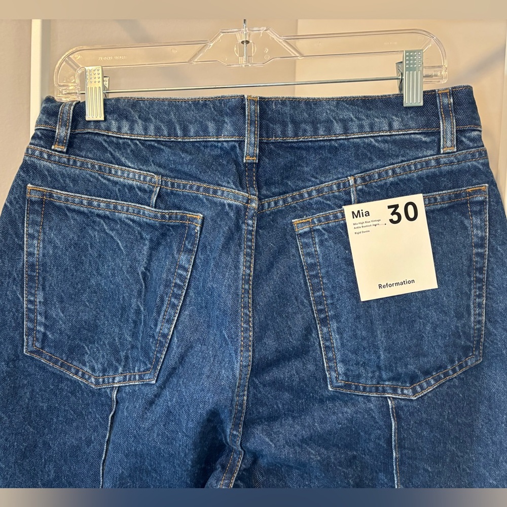 Reformation Dark Blue Bootcut Jeans NWT - Picture 10 of 12